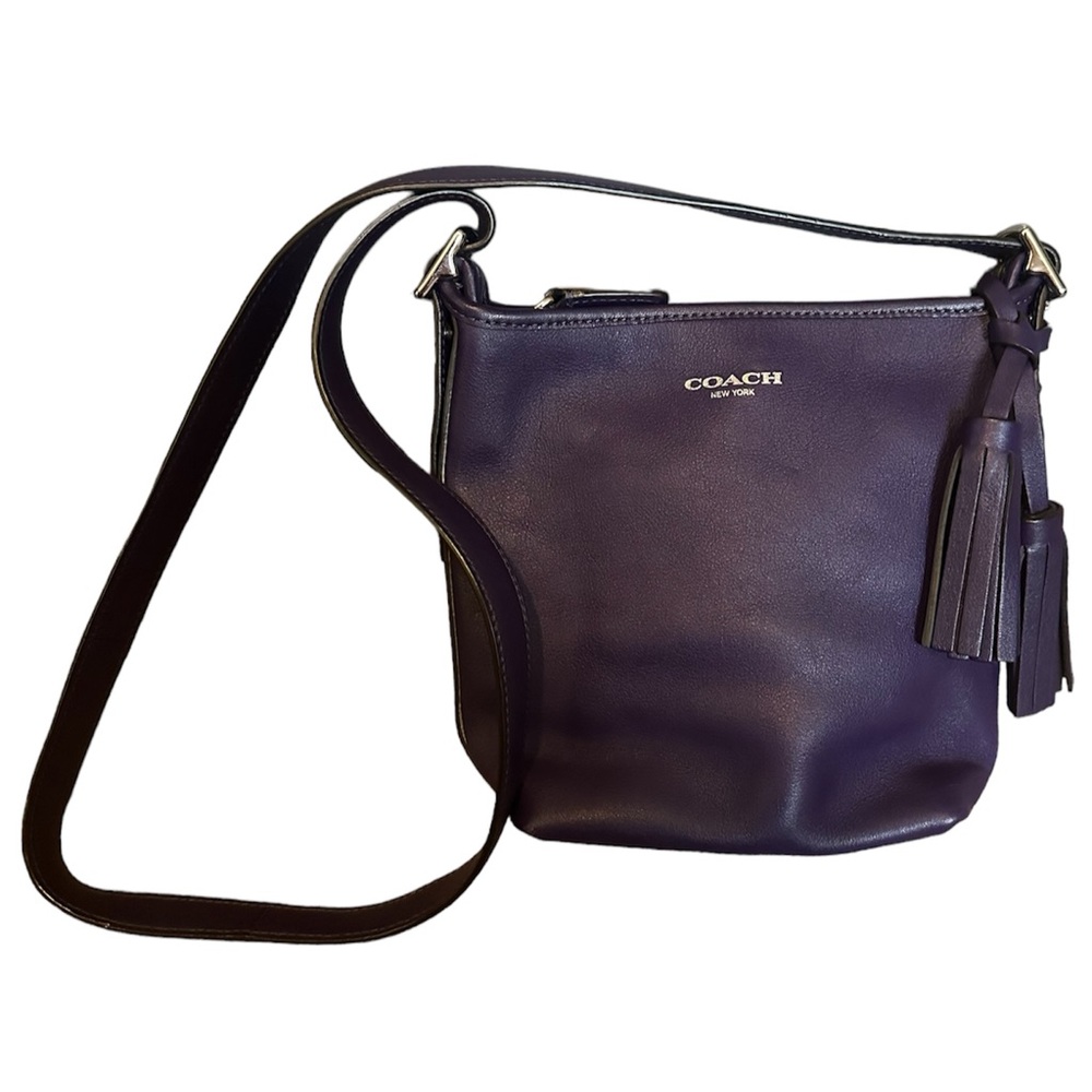 Coach Purple Leather Crossbody Bag with Tassel